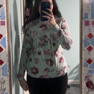 Size medium teal flower hoodie
